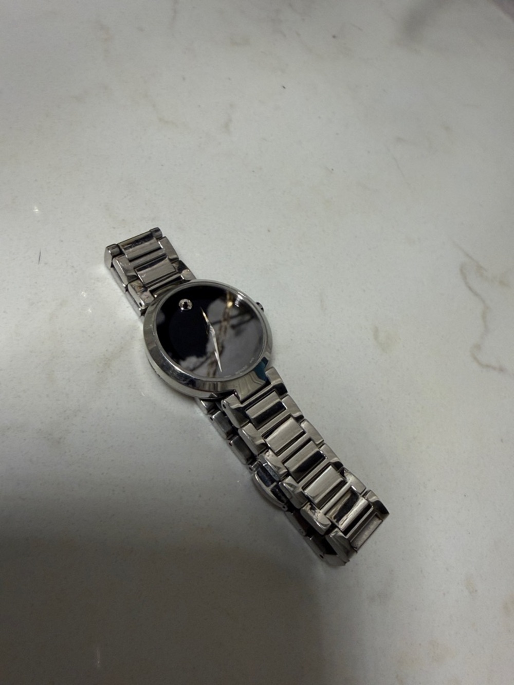 Movado Silver Bracelet Watch with Black Dial - Picture 6 of 10